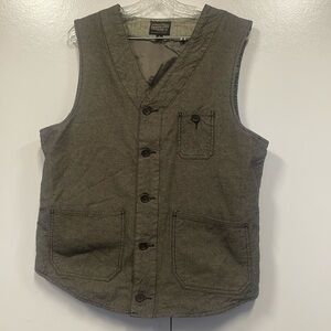 Los Angeles third and Army denim company vest.  Fall, preppy, steampunk
